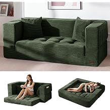 MAXYOYO Folding Sofa Bed, Convertible Boneless Loveseat Couch with Pillow
