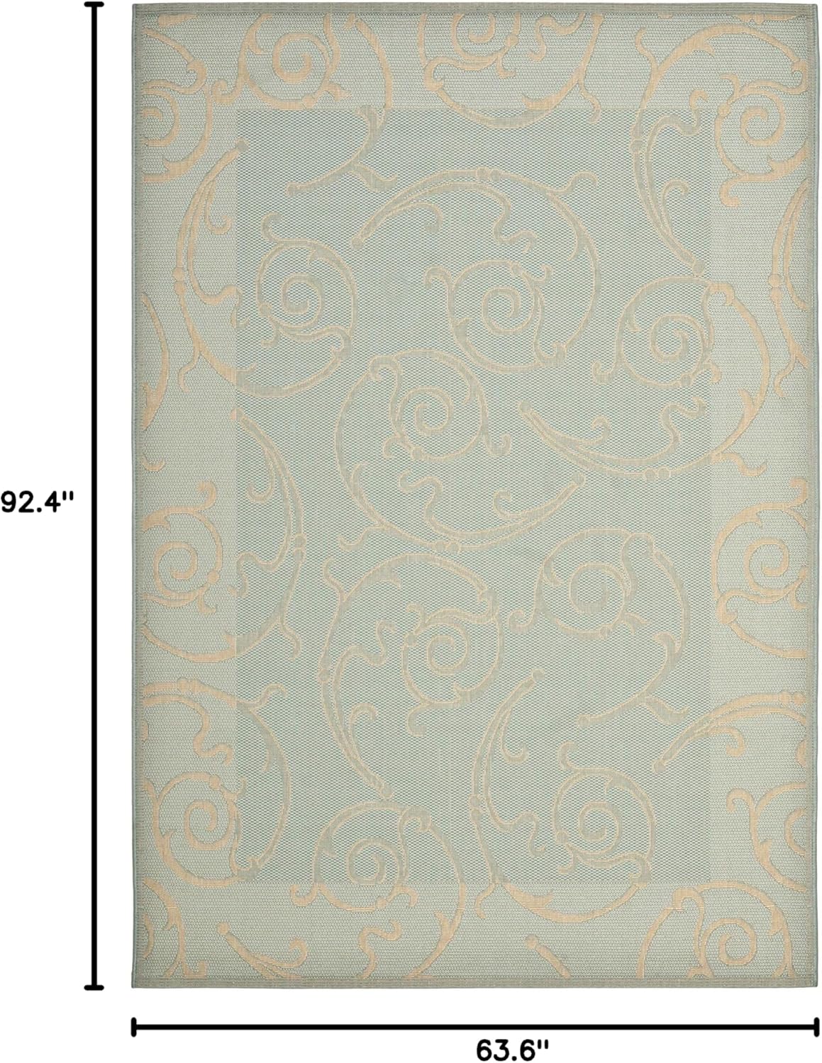 SAFAVIEH Washable Rug Outdoor Courtyard Collection - 5'3" x 7'7", Aqua Blue & Cream, Non-Shedding & Easy Cleaning, Ideal for Patio, Backyard, Mudroom (CY6108-25)