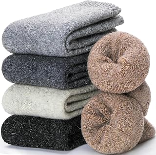 EBMORE Women's Merino Wool Socks 5 Pairs - Thermal Warm Hiking Winter Thick Crew Boot Socks Cozy Comfy for Ladies US 6-10
