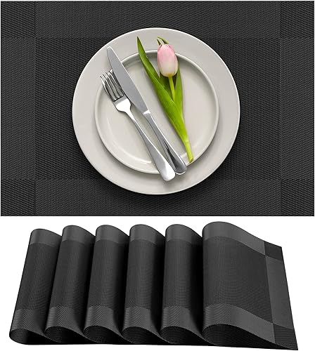 More Décor Manteles individuales para mesa de comedor, lavables, resistentes al calor, de vinilo de PVC, para comedor y cocina, antideslizantes,