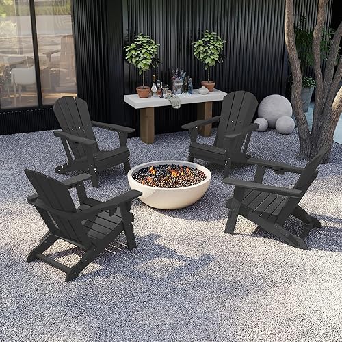 Miniatura 2 de Kingdura Silla Adirondack plegable, silla portátil de polietileno de alta densidad resistente a todo tipo de clima, silla de patio al aire libre de