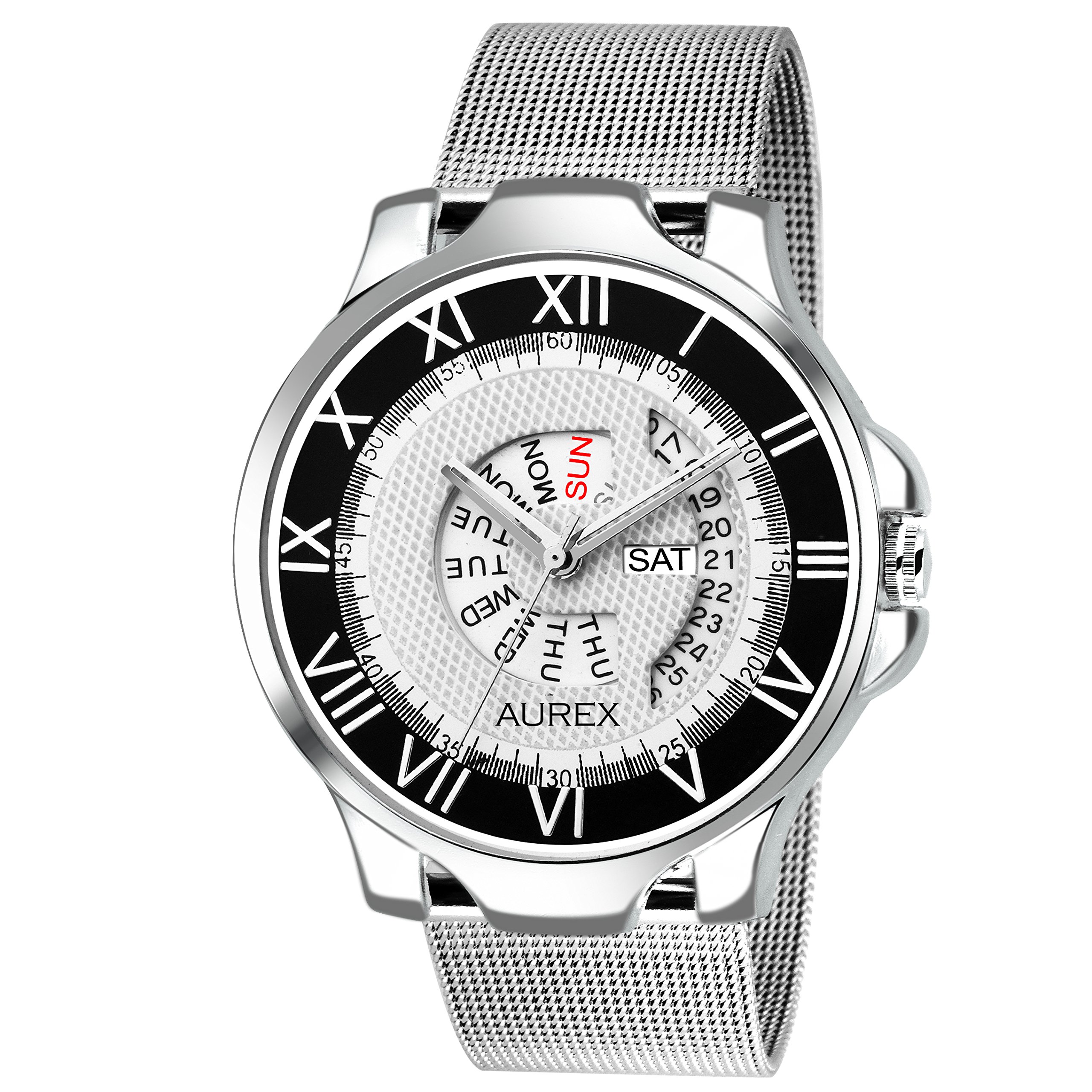 AUREX Analogue Mens Watch (White Dial Silver Colored Strap) (B07CNR6T78) Amazon Price History, Amazon Price Tracker