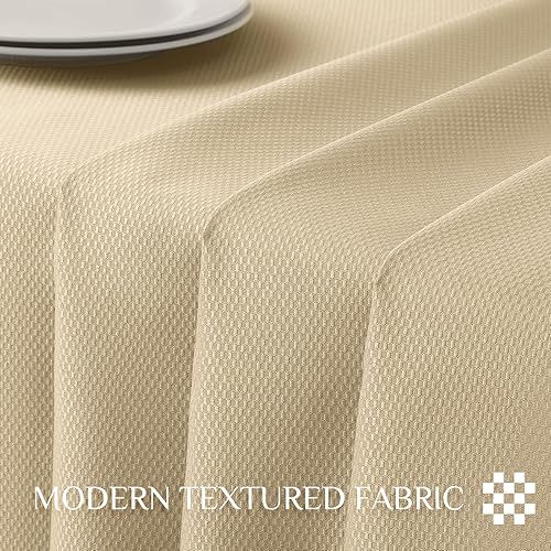 Miniatura 5 de Softalker Mantel rectangular de jacquard, manteles minimalistas con textura brillante, tela resistente al agua, antiarrugas, lavable, para cenas,