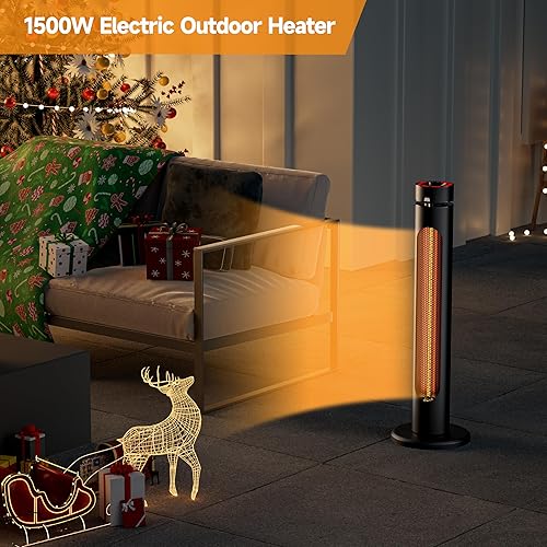 Miniatura 2 de Calentador portátil infrarrojo para exteriores, 1500 W, 8 niveles de calor, temporizadores de 8 horas, tubo de fibra de carbono, protección contra