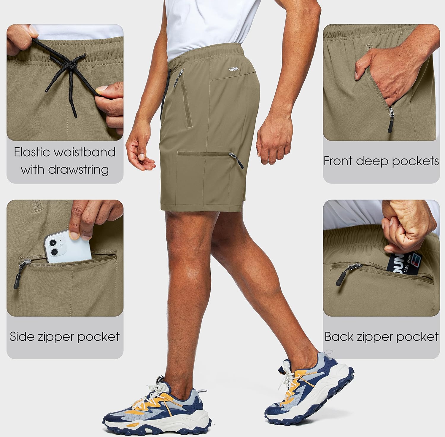 Viodia Men's Hiking Cargo Shorts Stretch Quick Dry Lightweight Shorts for Men Fishing Athletic Shorts with Pockets - Image 4