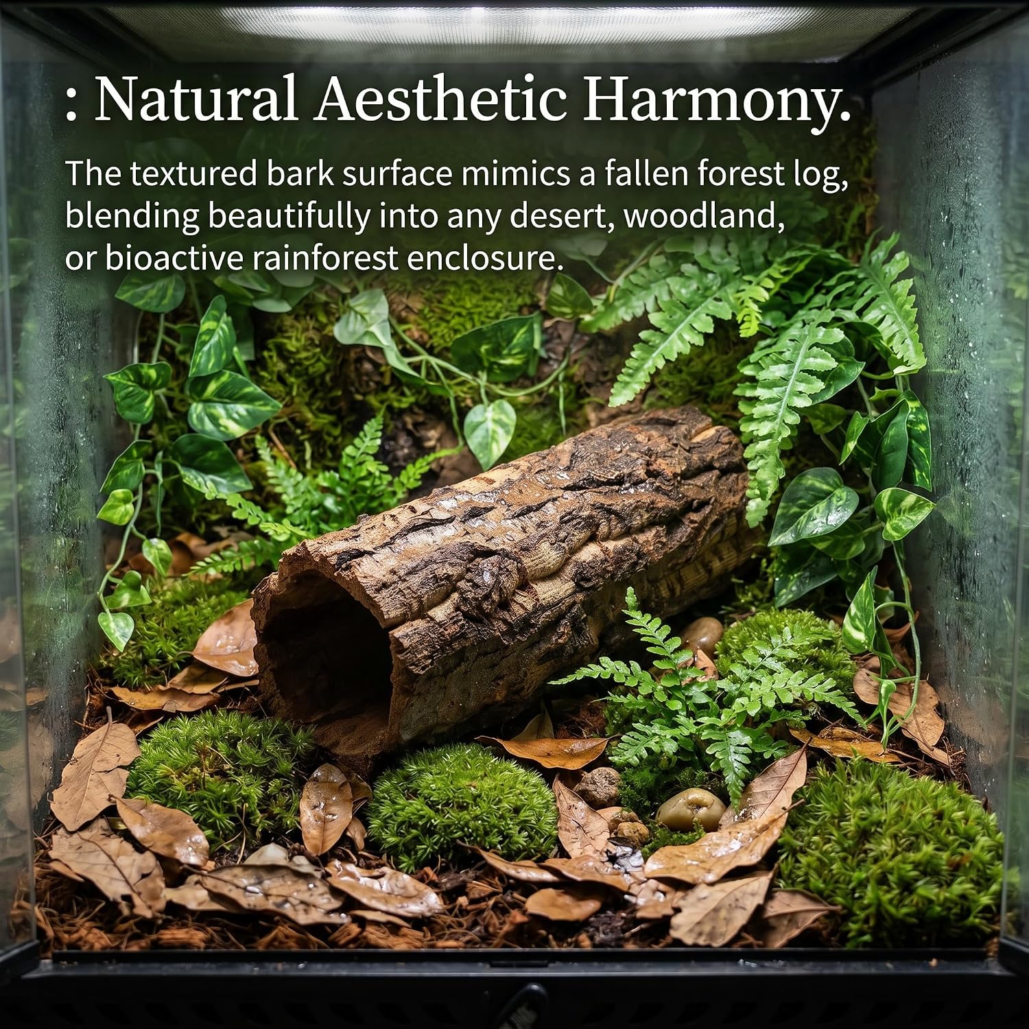Tree Trunk Reptile Hide Cave, Reptile & Hibian Wood Habitat Hideouts Artificial Cork Bark Tube Small Log Climbing Hidedecorative Terrarium Accessories for Gecko Hermit Crabs Frog Snake, 7. 8"