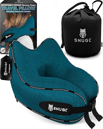 Miniatura 10 de SNUGL Almohada de viaje - Cojín de cuello de espuma viscoelástica - Almohada de vuelo  Almohada de cuello de apoyo para viajes  Almohada cervical de