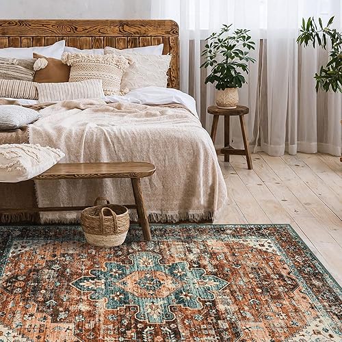 Vista 62 de Moynesa Alfombra de pasillo ultrafina lavable, vintage, de 2 pies 6 x 8 pulgadas, antideslizante, resistente a las manchas, resistente a