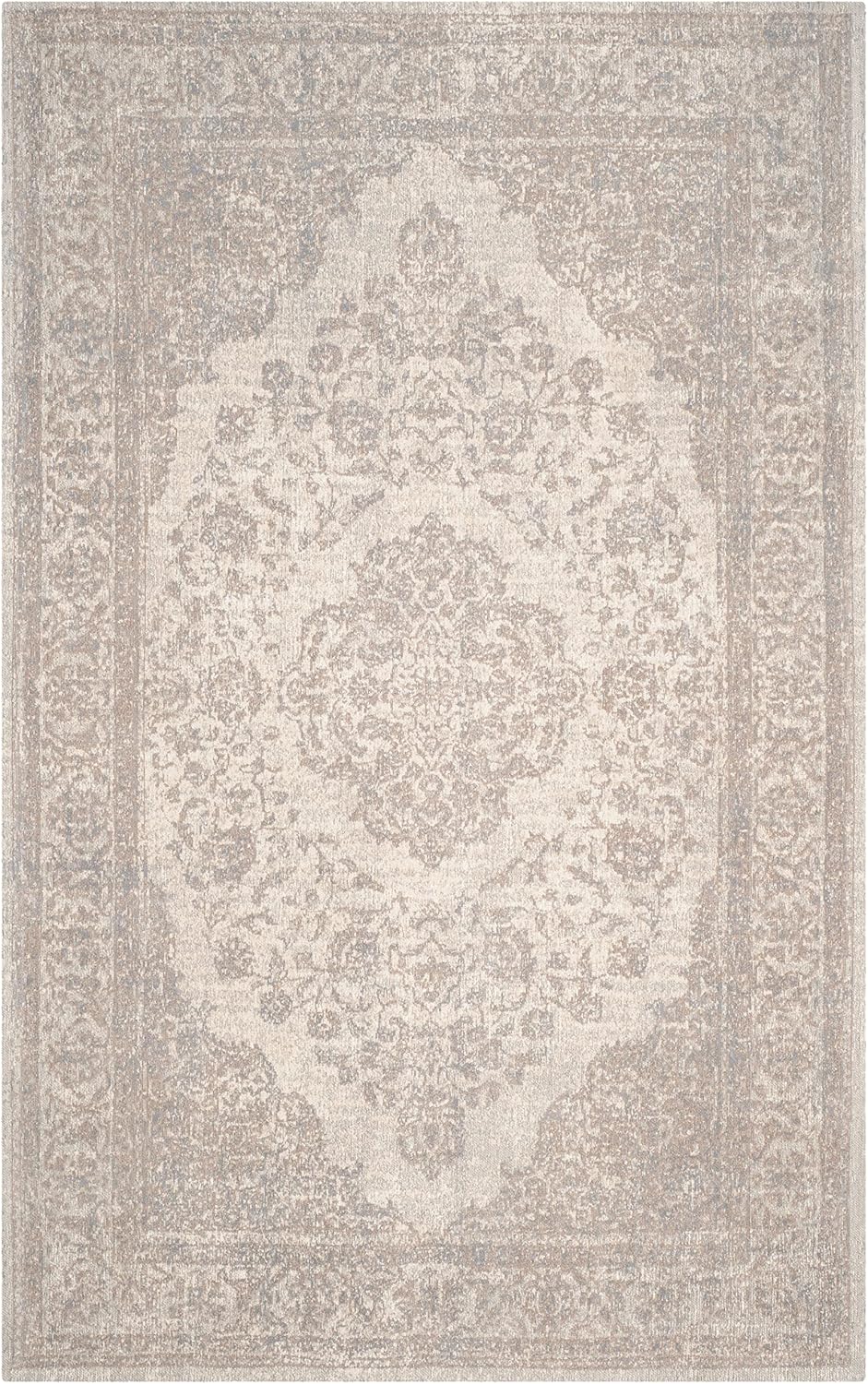 SAFAVIEH Classic Vintage Collection Area Rug - 5' x 8', Beige, Oriental Medallion Cotton Design, Easy Care, Ideal for High Traffic Areas in Living Room, Bedroom (CLV121A)