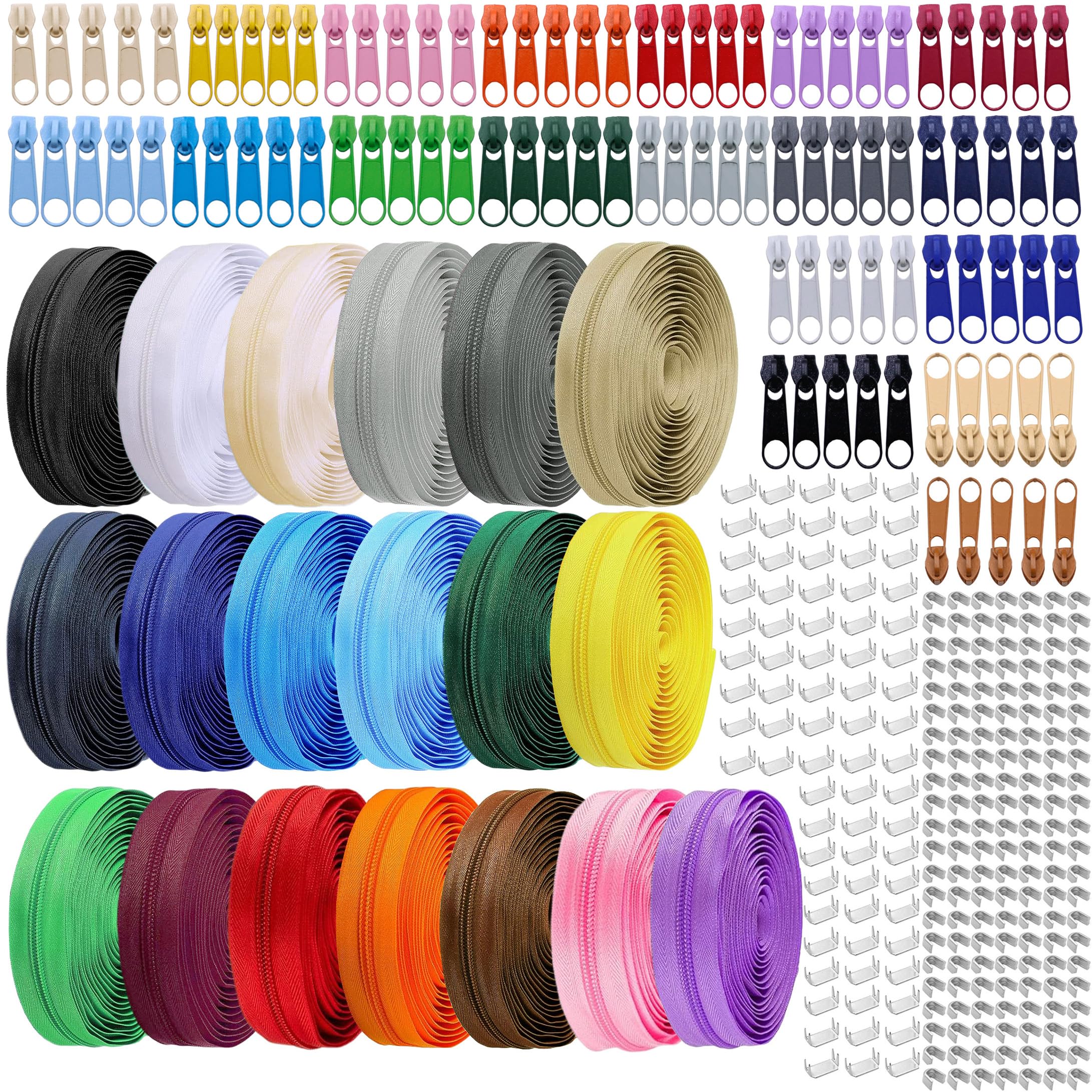 Photo 1 of #5 Nylon Zipper Tape for Sewing: YZSFIRM 76 Yards Color by The Yard Nylon Coil Zippers for DIY Sewing Craft with 95 Bulk Metal Zipper Slider