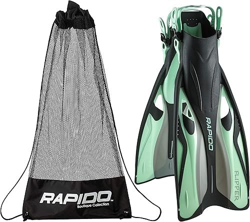 Miniatura 12 de Rapido Boutique Collection - Aleta de esnórquel ajustable con bolsa de transporte para equipo de esnórquel, fácil de empacar y viajar, aletas