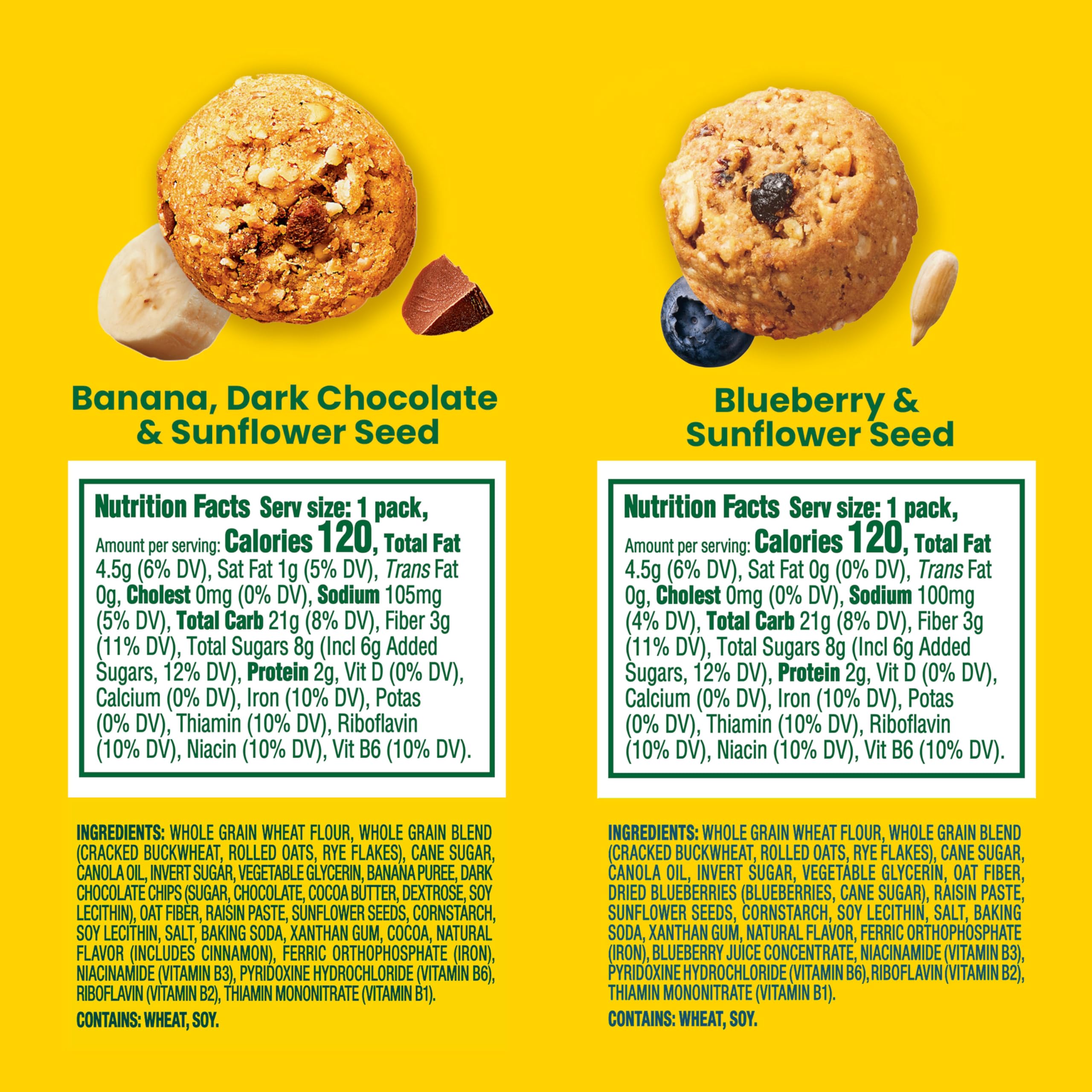 belVita Energy Snack Lot de 15 paquets de collations variées, banane chocolat noir et graines de tournesol, myrtille et graines de tournesol