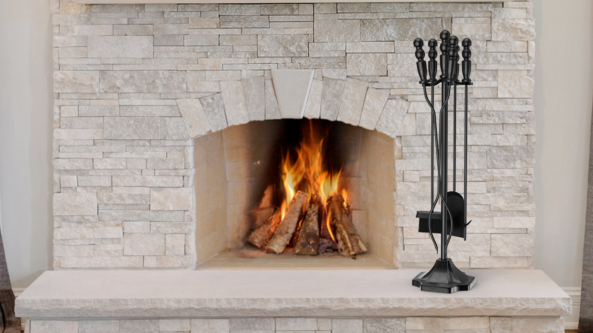 Amazon.com: GameXcel Fireplace Tools Set with Stand 5 Piece - 32