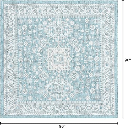Miniatura 516 de Rugs.com Outdoor Aztec Collection Alfombra – 4 x 6 pies alfombra de tejido plano gris carbón perfecta para salas de estar, grandes comedores, planos