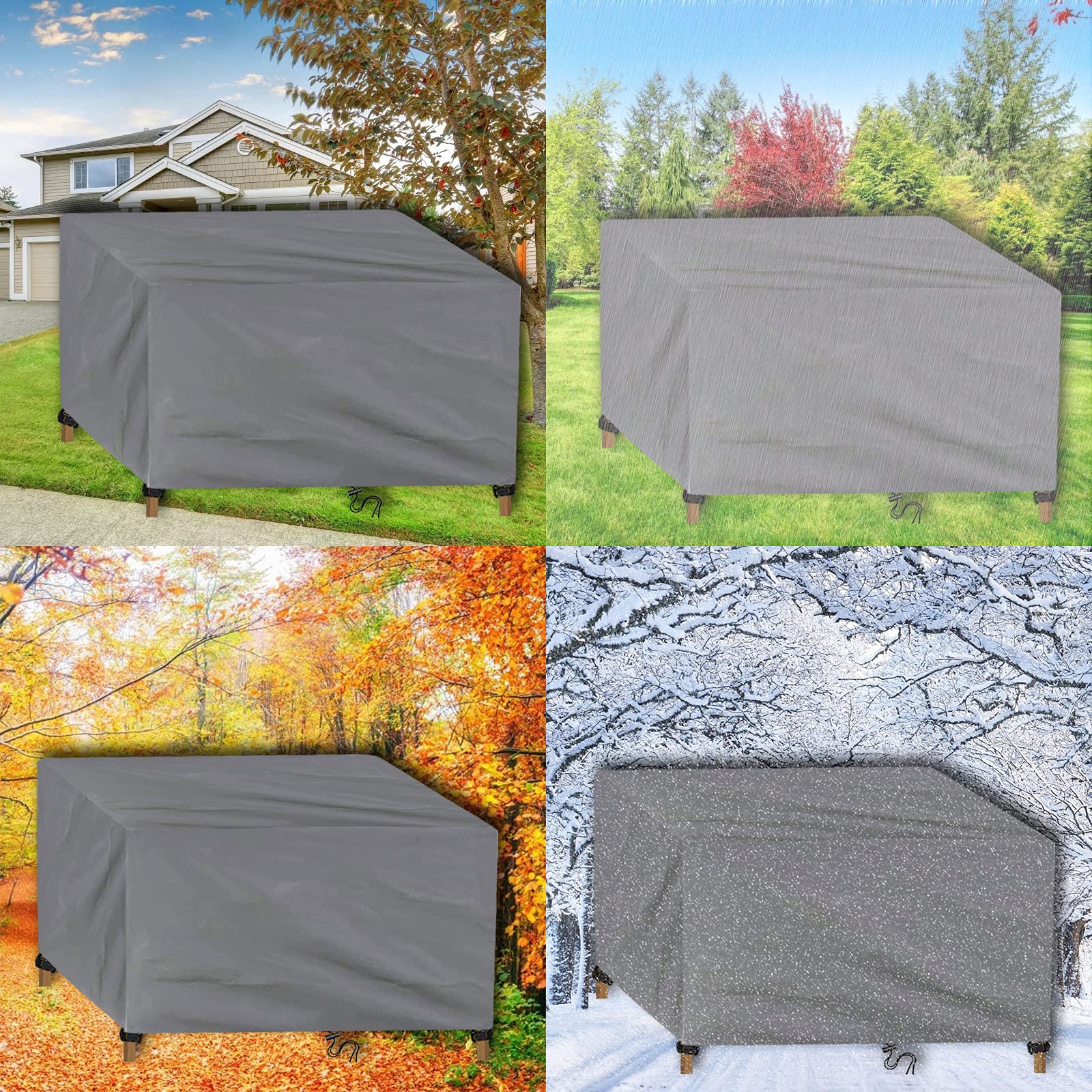 Gartenmöbel Abdeckung,200x200x110cm Abdeckplane Gartenmöbel,420D Oxford Gewebe Rechteckig Schutzhülle, Wasserdicht Winterfest, Atmungsaktiv, UV-Schutz,für Gartentisch Sitzgruppe