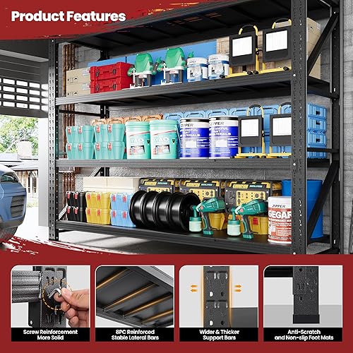 Miniatura 26 de Estantes de almacenamiento de 40 pulgadas de ancho, estantería de garaje de 2000 libras resistente, estantes de pie, estante de almacenamiento
