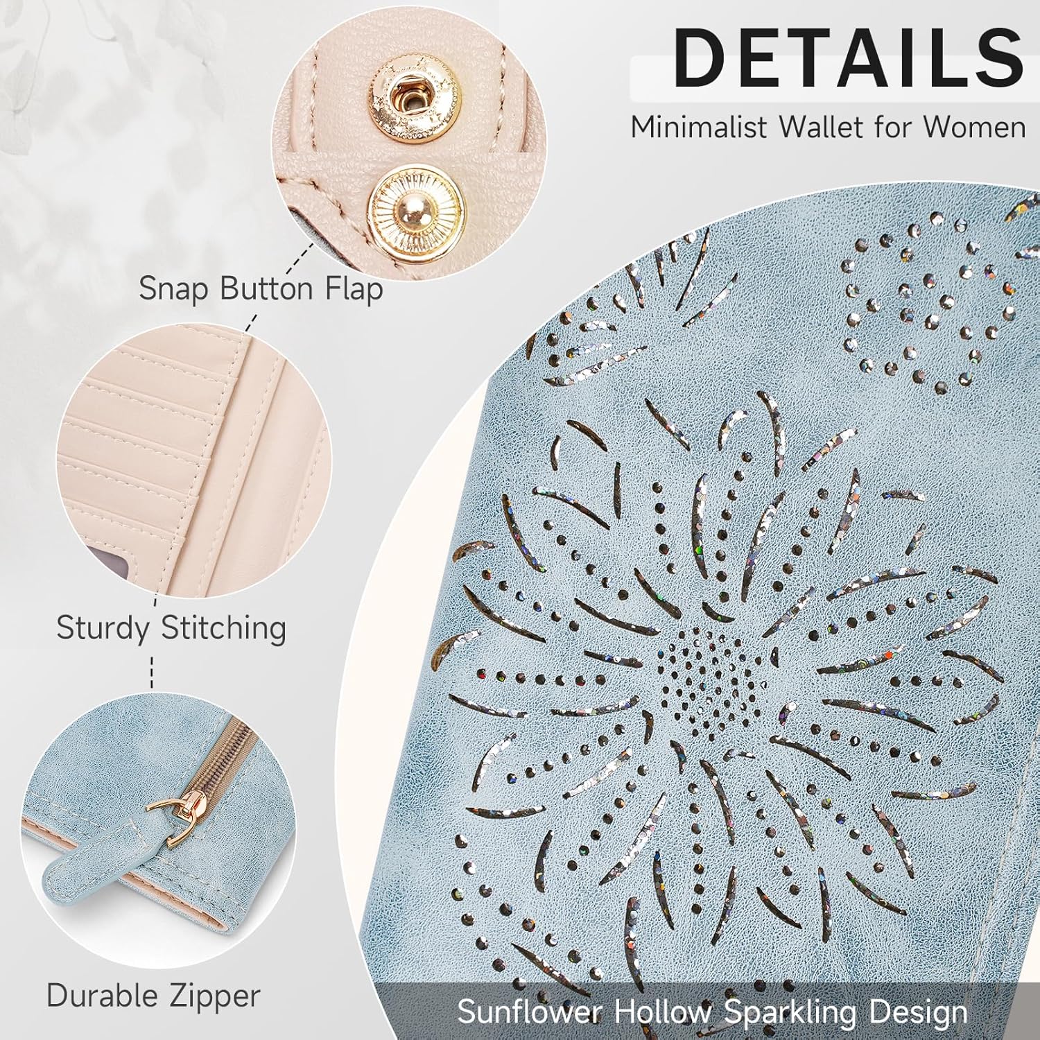 Ultra Thin Wallet Women RFID Blocking Bifold Slim Wallets for Women Ladies Travel Purse Blue - Image 5