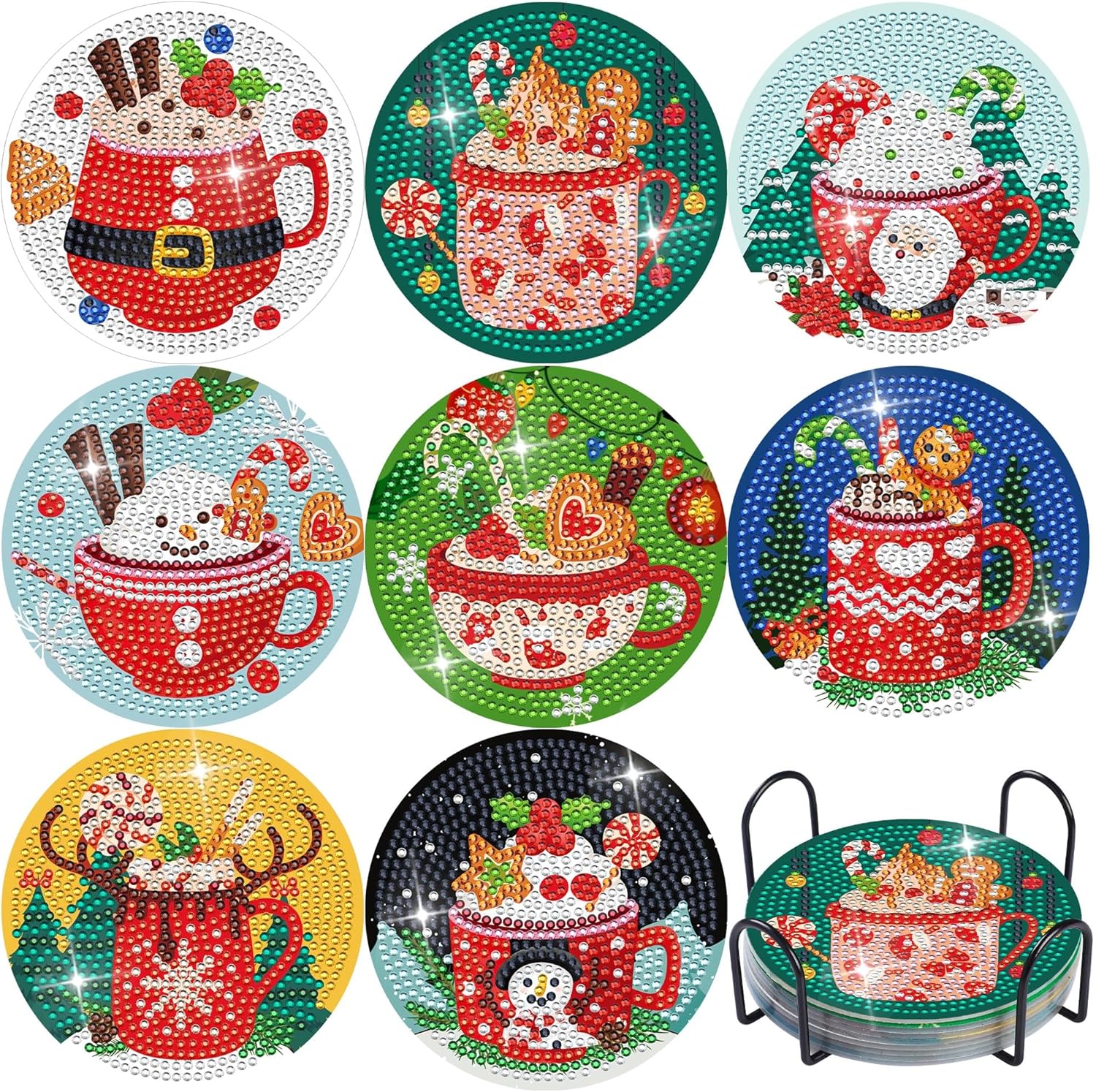 Christmas Diamond Painting Coasters Hot Cocoa Diamond Art