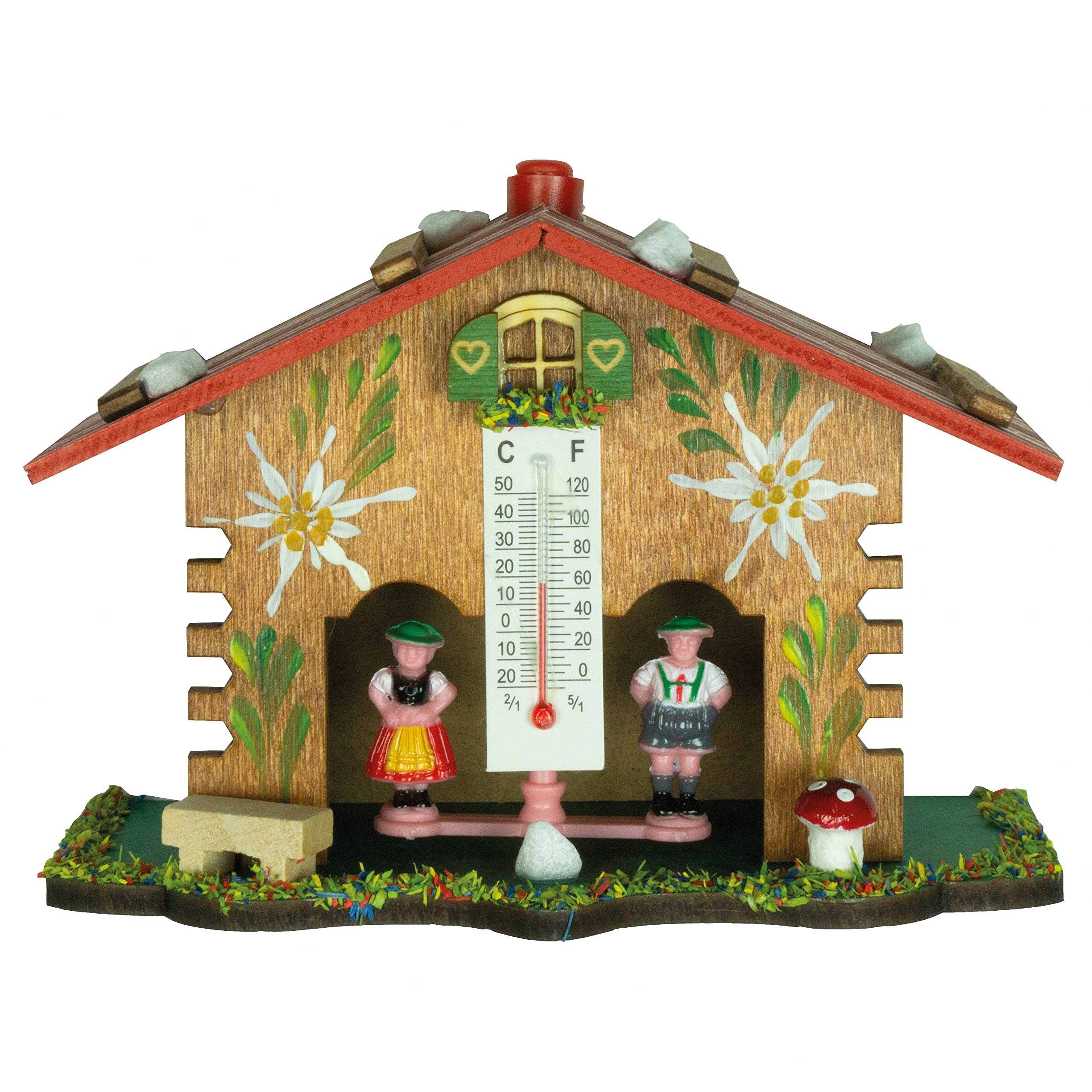 Chalet Météo Trenkle TU 0805 - Bois, Figurines 4.5cm, Fonction Humidité, Fabriqué En Allemagne