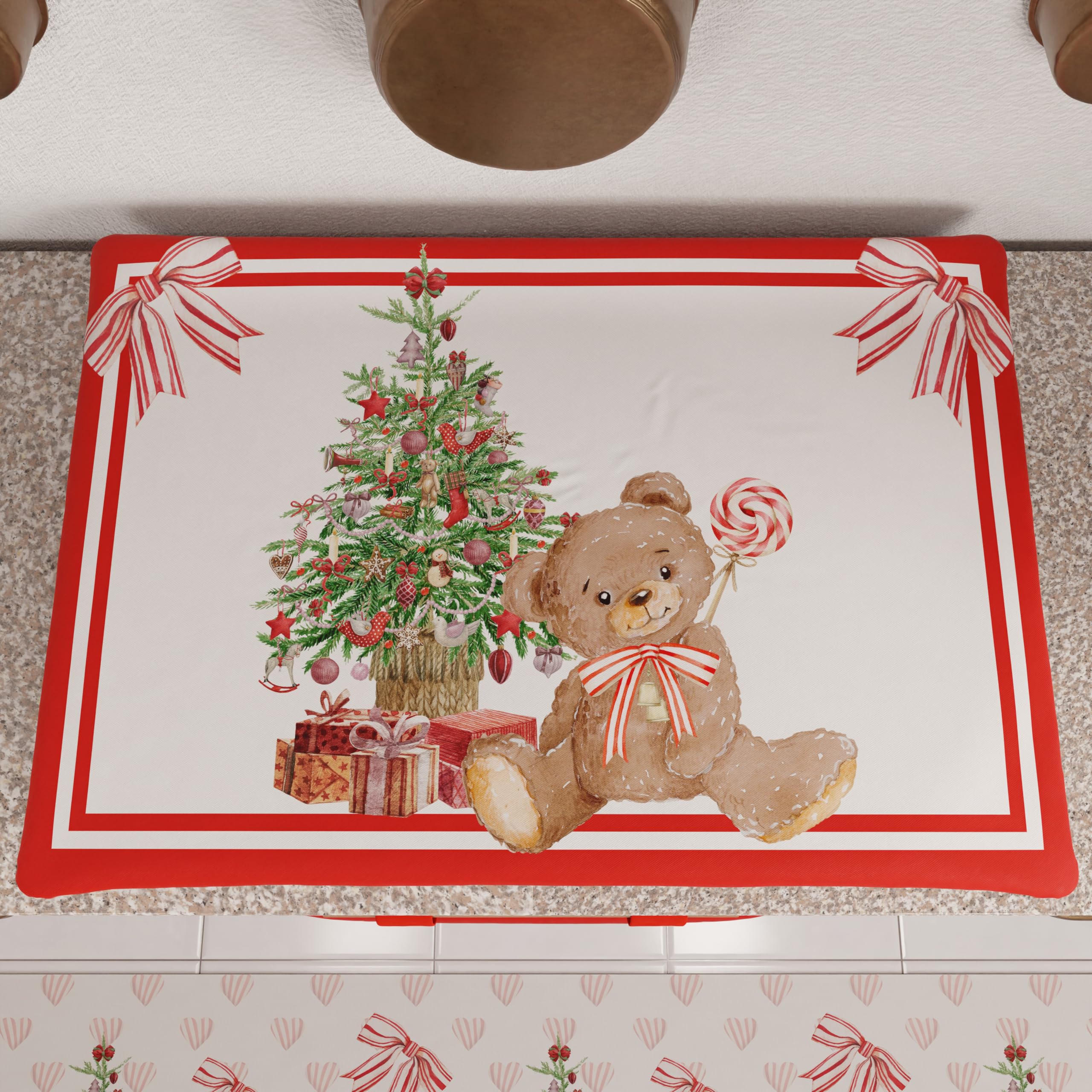 PETTI Artigiani Italiani - Christmas Hob Cover, Christmas Kitchen Hob Cover, 50x70 cm Hob Cover, Teddy Bear Hob Cover, 100% Made in Italy