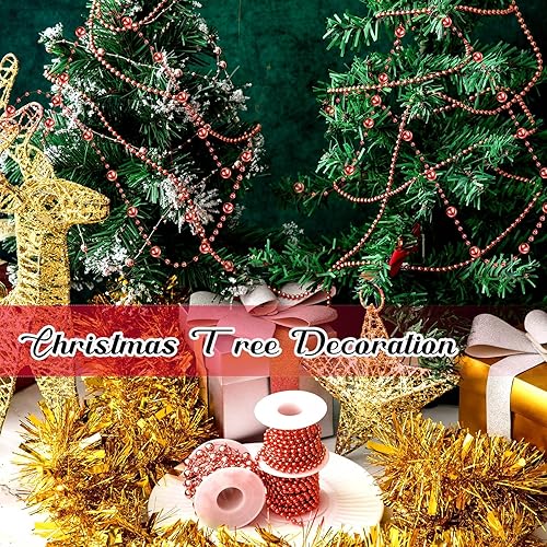 Miniatura 27 de Bonuci Guirnalda de perlas de 66 pies, cadena de cuentas artificiales para árbol de Navidad, guirnalda de perlas de imitación para manualidades