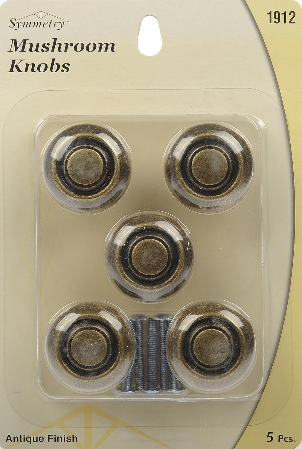 Dorman Hardware 4-1912 Five Knobs Texture Round, Antique Brass