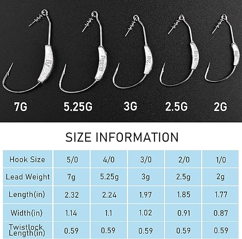 Miniatura 5 de Ganchos de pesca pesados, 15 piezas sin malas hierbas con pasador de centrado Twistlock de plástico suave para pesca de lubina