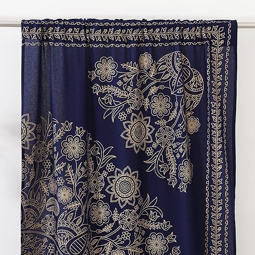 Miniatura 6 de Popular Handicrafts India Hippie Mandala Bohemia Hermoso Bosquejo Cortina Cortina Dormitorio Sala Balcón Cenefa Paneles Azul Oro