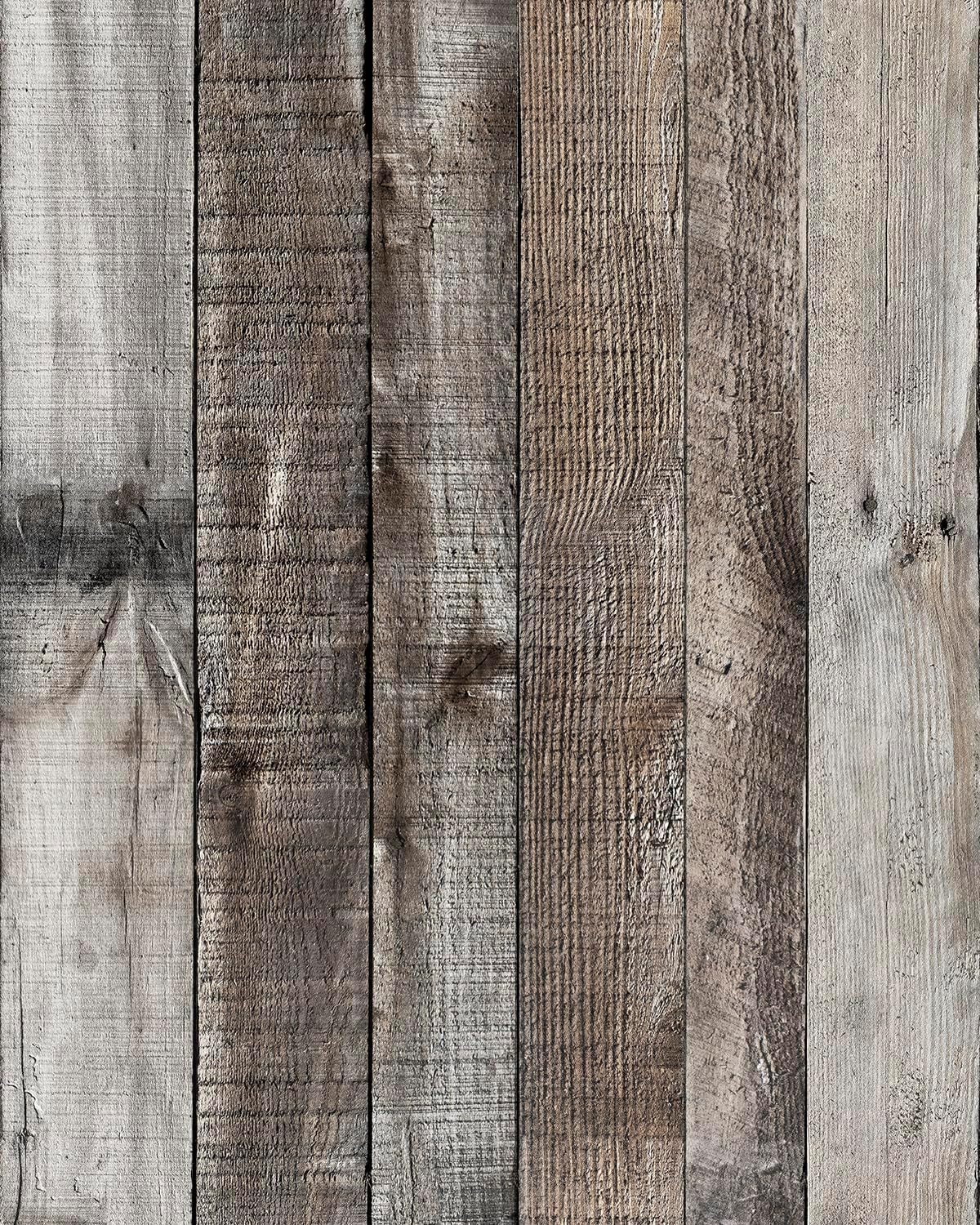 Gray Shiplap Peel and Stick Wallpaper Wood Contact Paper 17.7”x 120” Distressed Wood Wallpaper Peel and Stick Wooden Wall Gray Contact Paper Rustic Shiplap Plank for Walls and Countertops