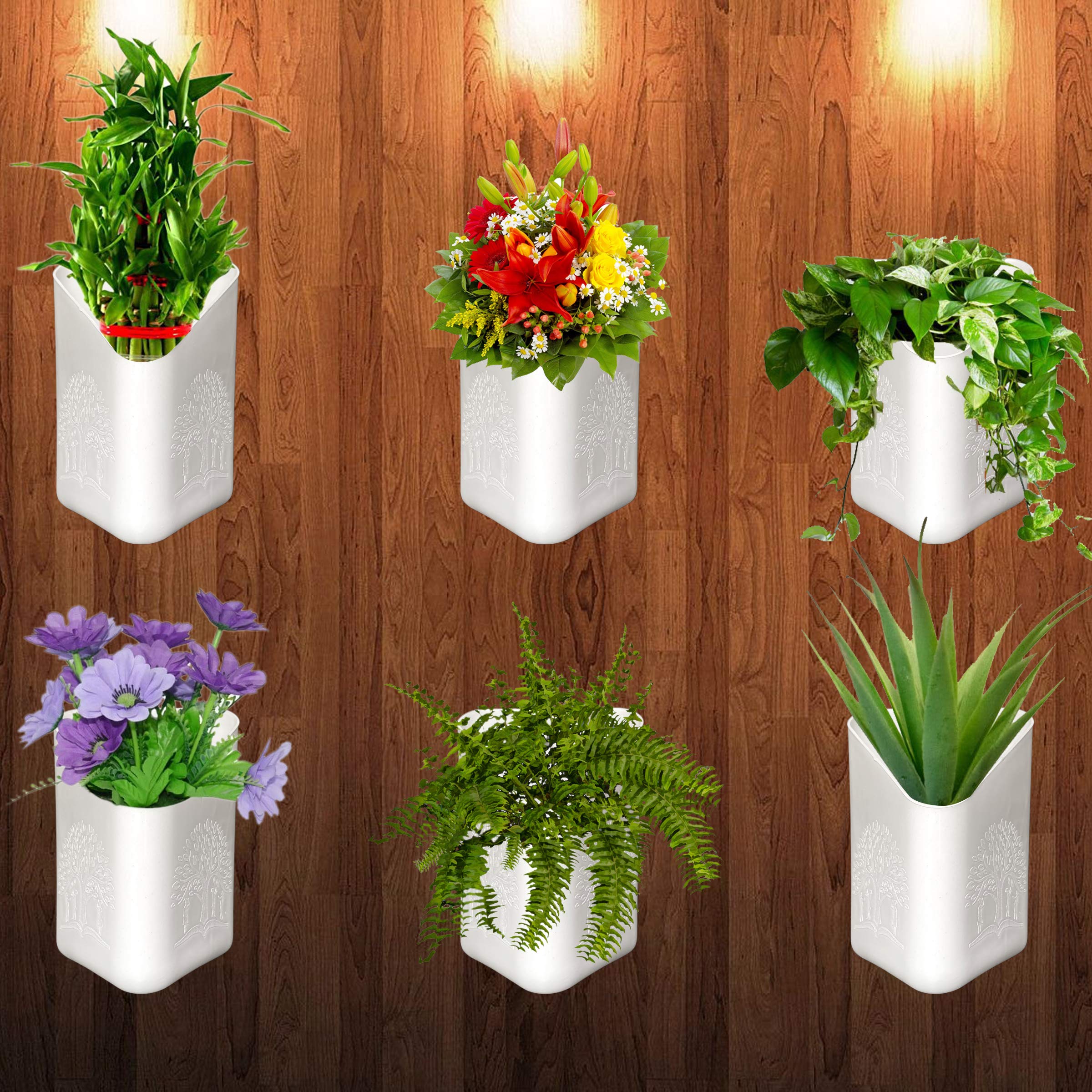 TechHark Wall Hanging Flower Pots For Home And Garden Decoration - Front H- 4", Back H- 6.5", Side Width- 5.5", Back W- 5" (Pack Of 6), White (B08RHSJH9G) Amazon Price History, Amazon Price Tracker