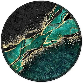 ITNRSIIET [20% Larger Mouse Pad with Stitched Edge Premium-Textured Mouse Mat Waterproof Non-Slip Rubber Base Round Mousepad for Laptop PC Office 8.7×8.7×0.12 inches, Green Marble Gold