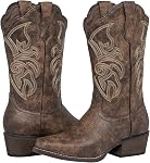 J's.o.l.e Cowboy Bottes Femme large calf brodé Western Cowgirl Bottes pour femmes orteil carré