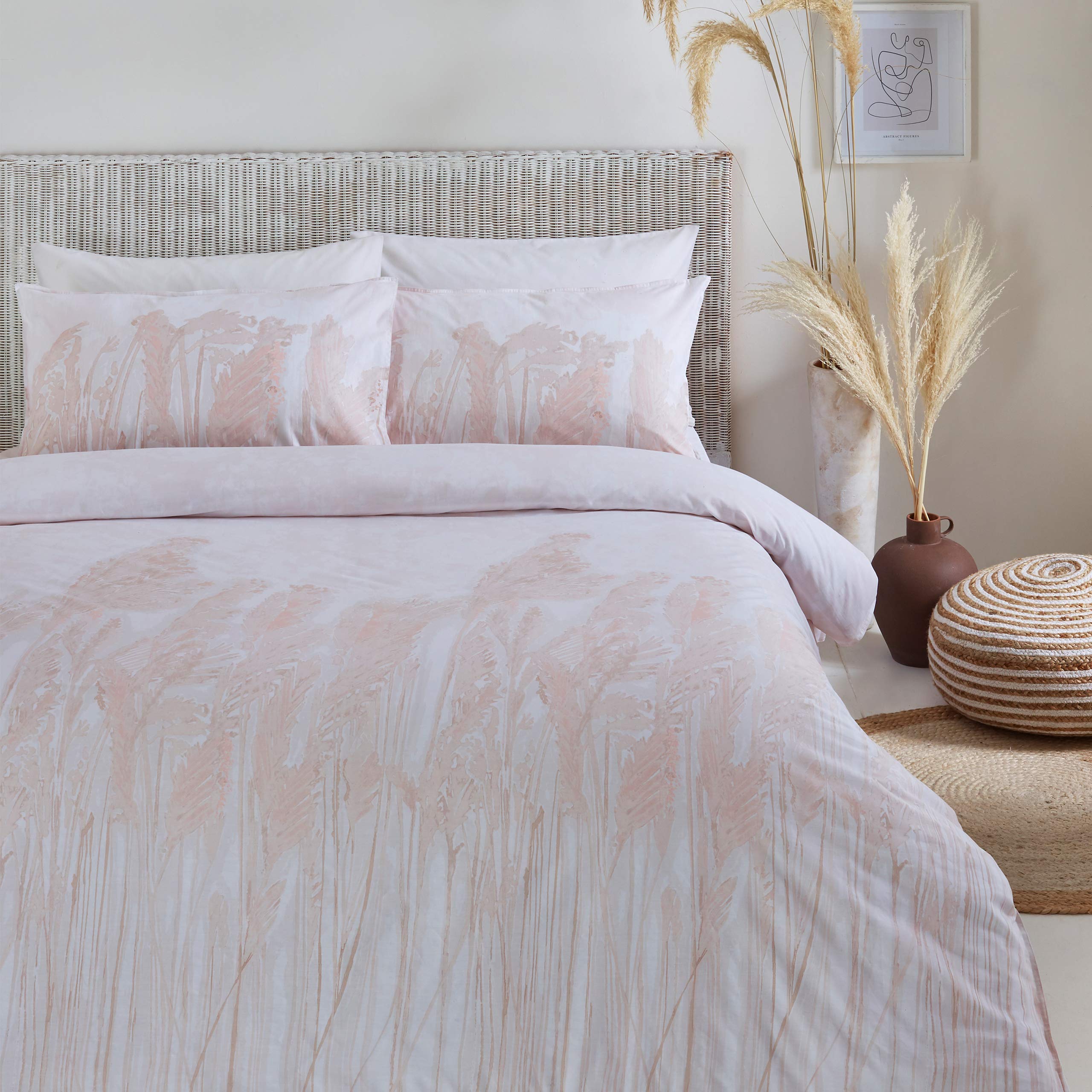 Yard The Linen Pampas Single Duvet Cover Set, Cotton, Polyester, Blush