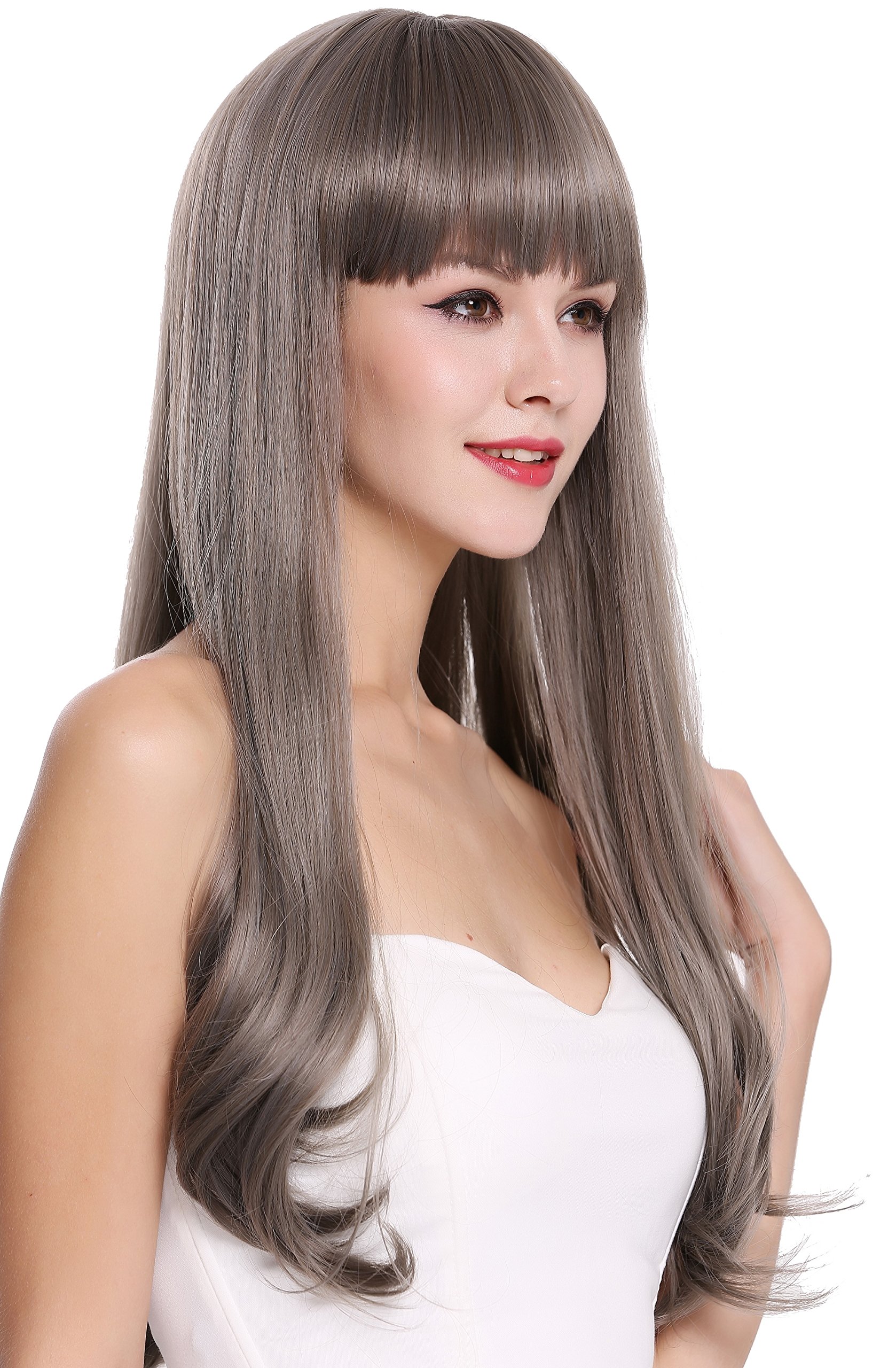 WIG ME UP, C8135-8AT10A Quality women's wig lady very long sleek fringe brown grey mix - Image 4