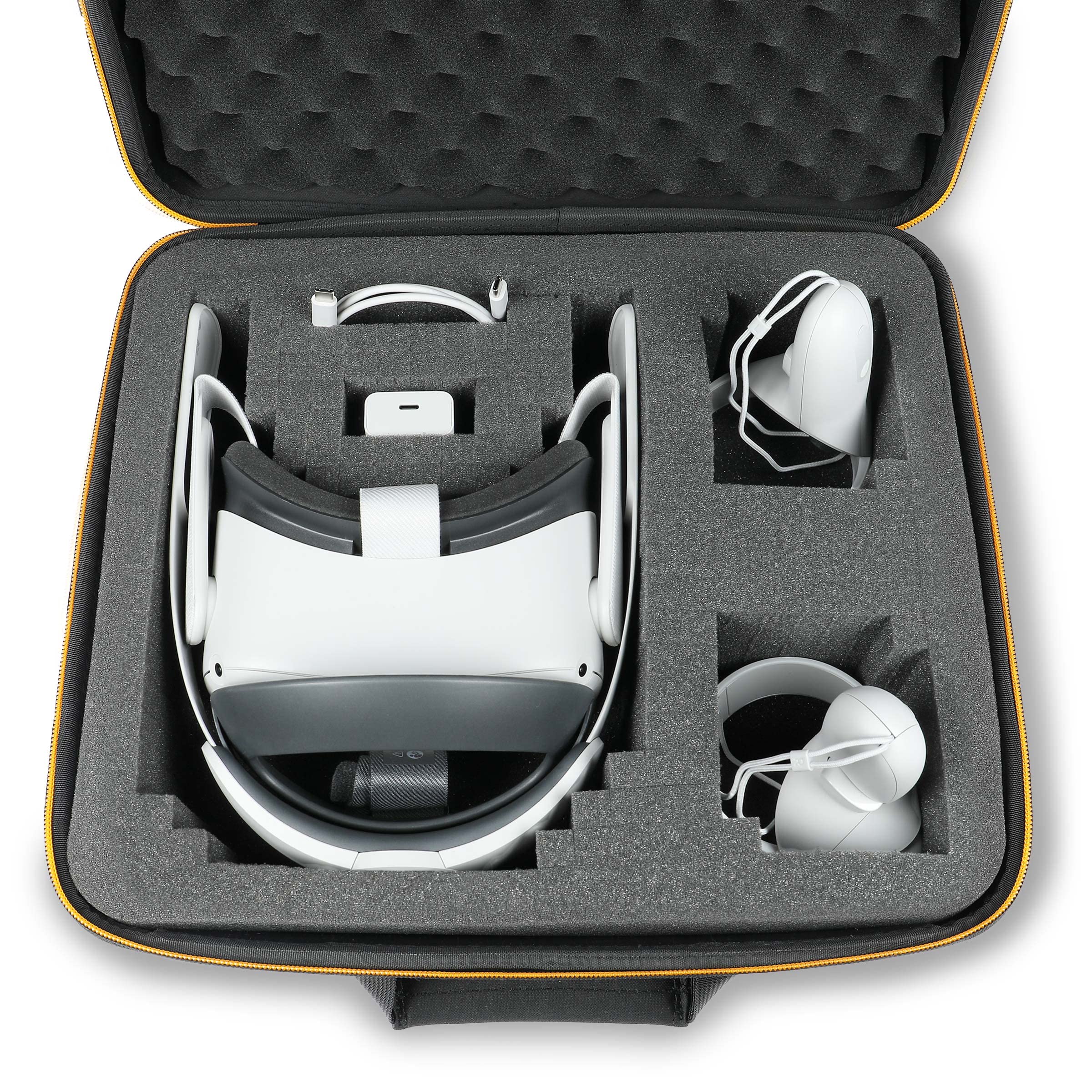 USA Gear Estuche para Auriculares VR - Estuche de Viaje de Realidad Virtual con Interior de Espuma Personalizable - Compatible con Auriculares para Juegos VR, Controladores y Más
