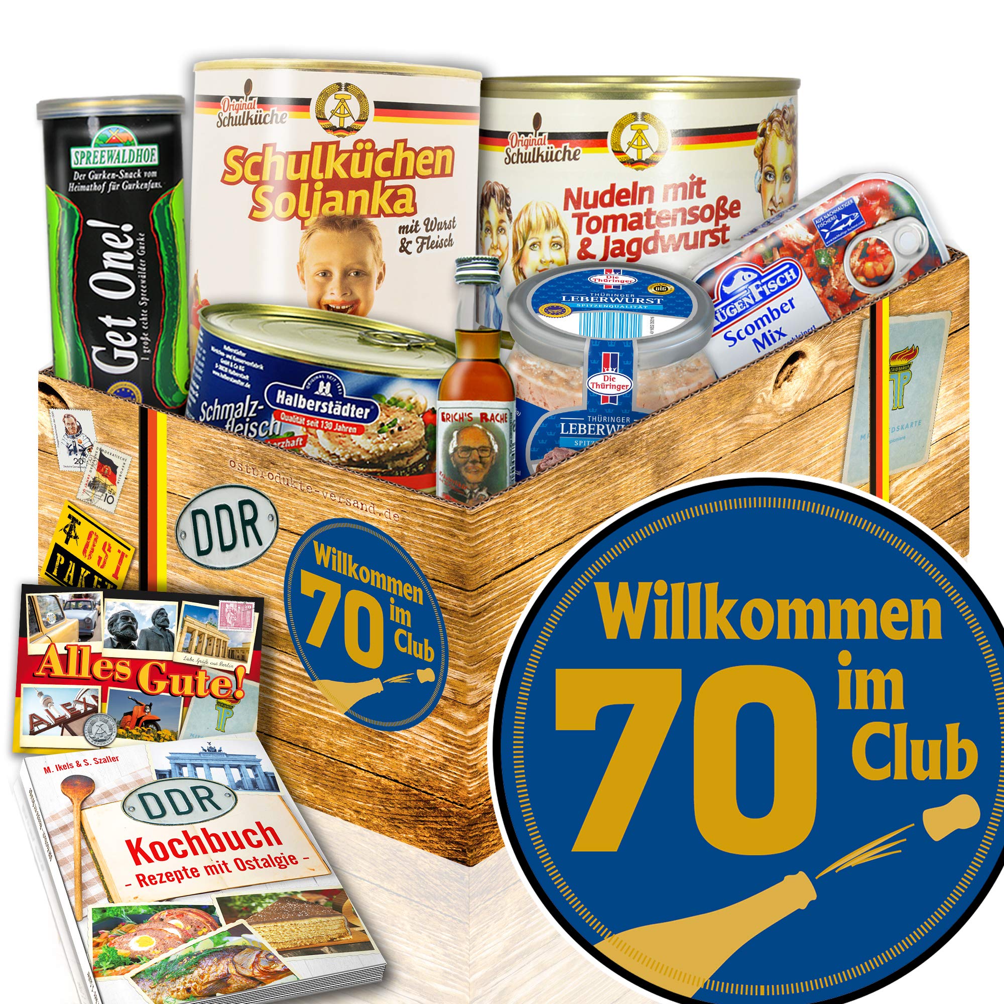 Wilkommen im Club 70 - DDR Geschenkset zum 70. Geburtstag mit Kochbuch
