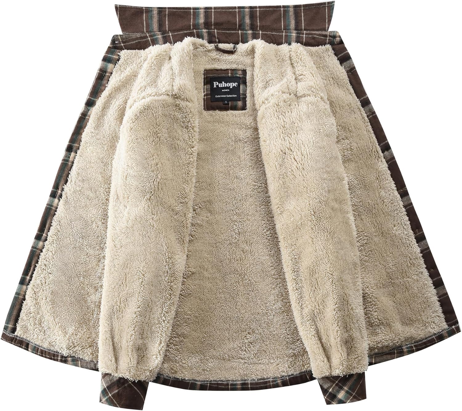 Womens Sherpa Fleece Lined Flannel Jacket Button Down Plaid Lightweight Flannel Shirt Jacket Women - Image 4