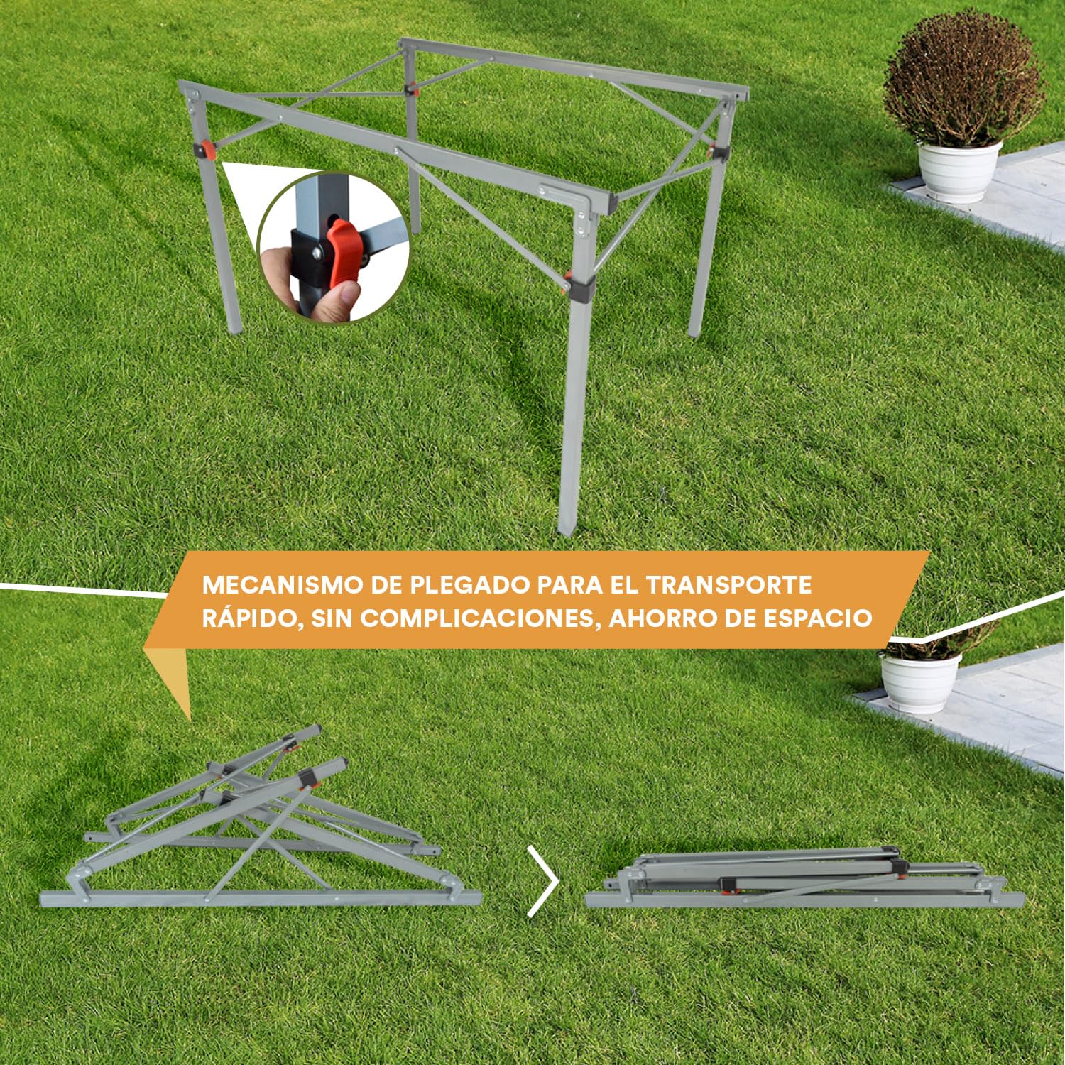 skandika Maikku - Mesa Plegable de Aluminio - 6 Personas - 107x70x70 cm - 80 kg de Capacidad de Carga - Muy Ligera - Bolsa de Transporte (Gris)