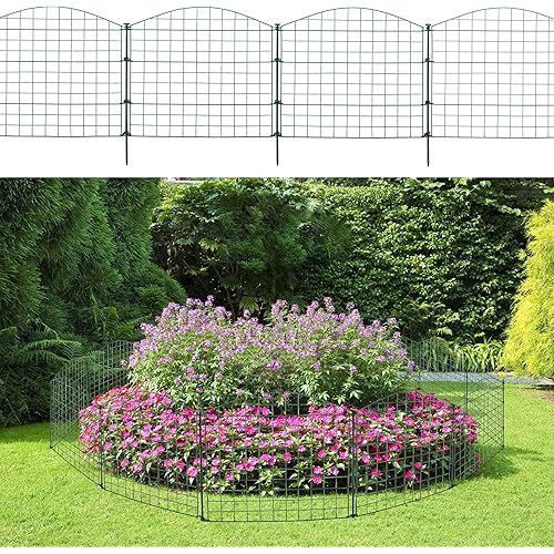 REAWOW Decorative Garden Fence 12 Panels 31 in (H) x 30.5 ft (L) No Dig Outdoor Rustproof Animal Barrier for Yard, Animal Ground Stakes Fencing for Garden, Patio, Flower Bed