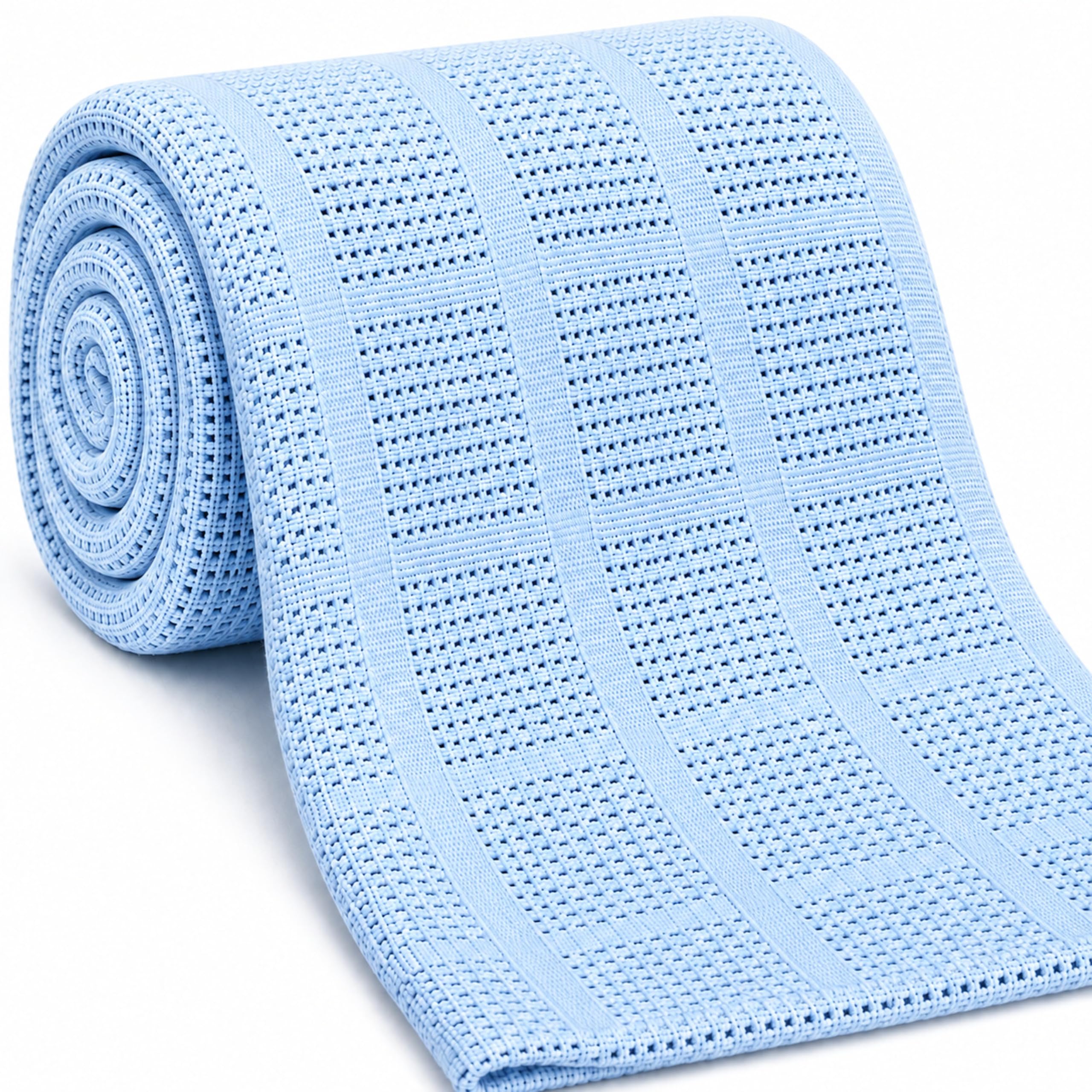 Family Bedding Niebieski koc komórkowy w rozmiarze king size, dla dorosłych, bawełna, duży koc na łóżko, dwustronny, lekki, termiczny, miękki, tradycyjny koc komórkowy (230 x 260 cm)