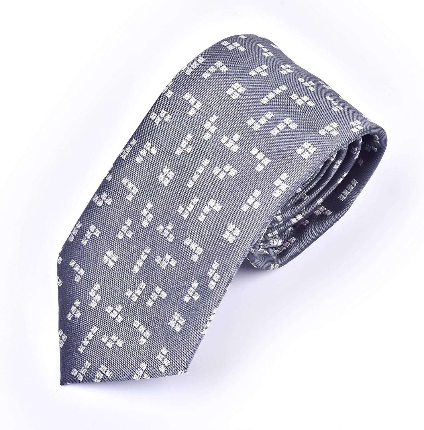 Maker V Video Game Necktie - Geometric - Retro Gaming Necktie in Grey and White - Video Gamer Gift for Men, One Size (b42)