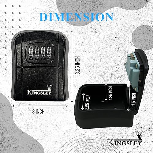 Miniatura 4 de Kingsley QCH-807 Caja de almacenamiento de llaves, montada en la pared, código reiniciable, caja de bloqueo de llave de inmobiliario resistente al