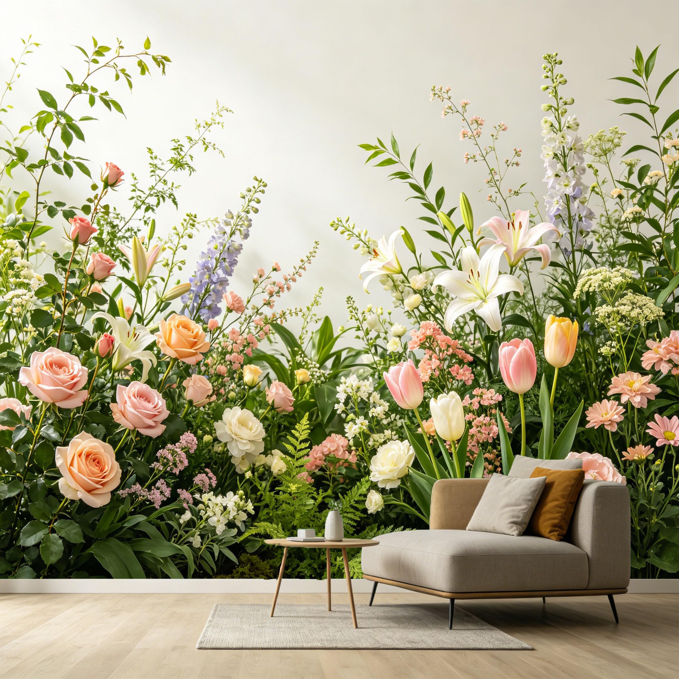 Custom Size Wall Murals Botanical Watercolor Spring Flowers Garden Floral Arrangement SelfAdhesive Wall Fabric Removable Large Wallpaper for Photo Living Room Interior Decor