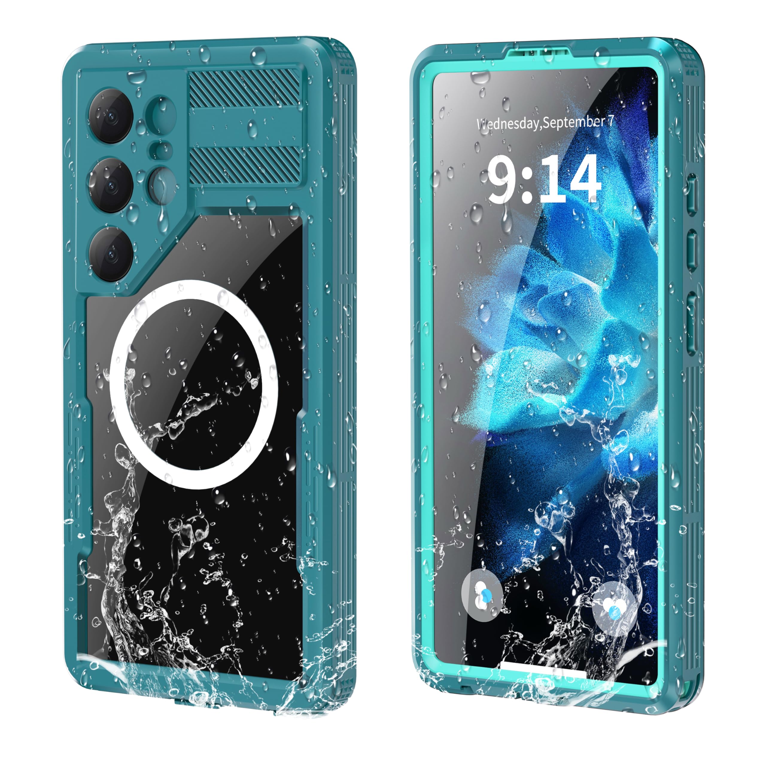 Omio for Galaxy S25 Ultra Waterproof Case Compatible with MagSafe, Magnetic Waterproof Full Body IP68 Underwater Case Built-in Screen Protector