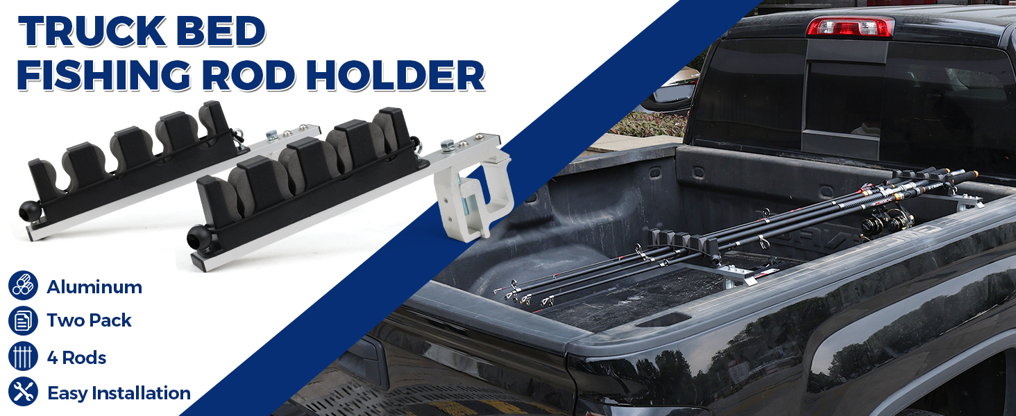 Amazon.com: SPIRRELAB Aluminum Fishing Rod Holder for Truck Bed Holds 4 Fishing  Rods, Truck Bed Fishing Rod Holder for Pickup, Gift for Truck Owners,  Fishing, Outdoors, Dad, Family : Sports & Outdoors