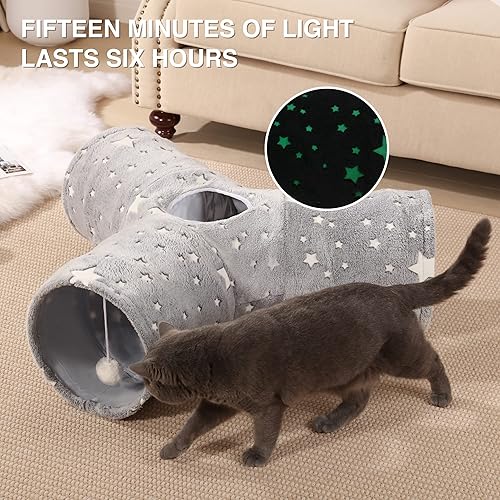 Vista 100 de Tempcore - Túnel para gatos con forma de tubo plegable de 3 vías, para interiores, juguete con forma de bola para mirar, para gato, cachorro, Moneda