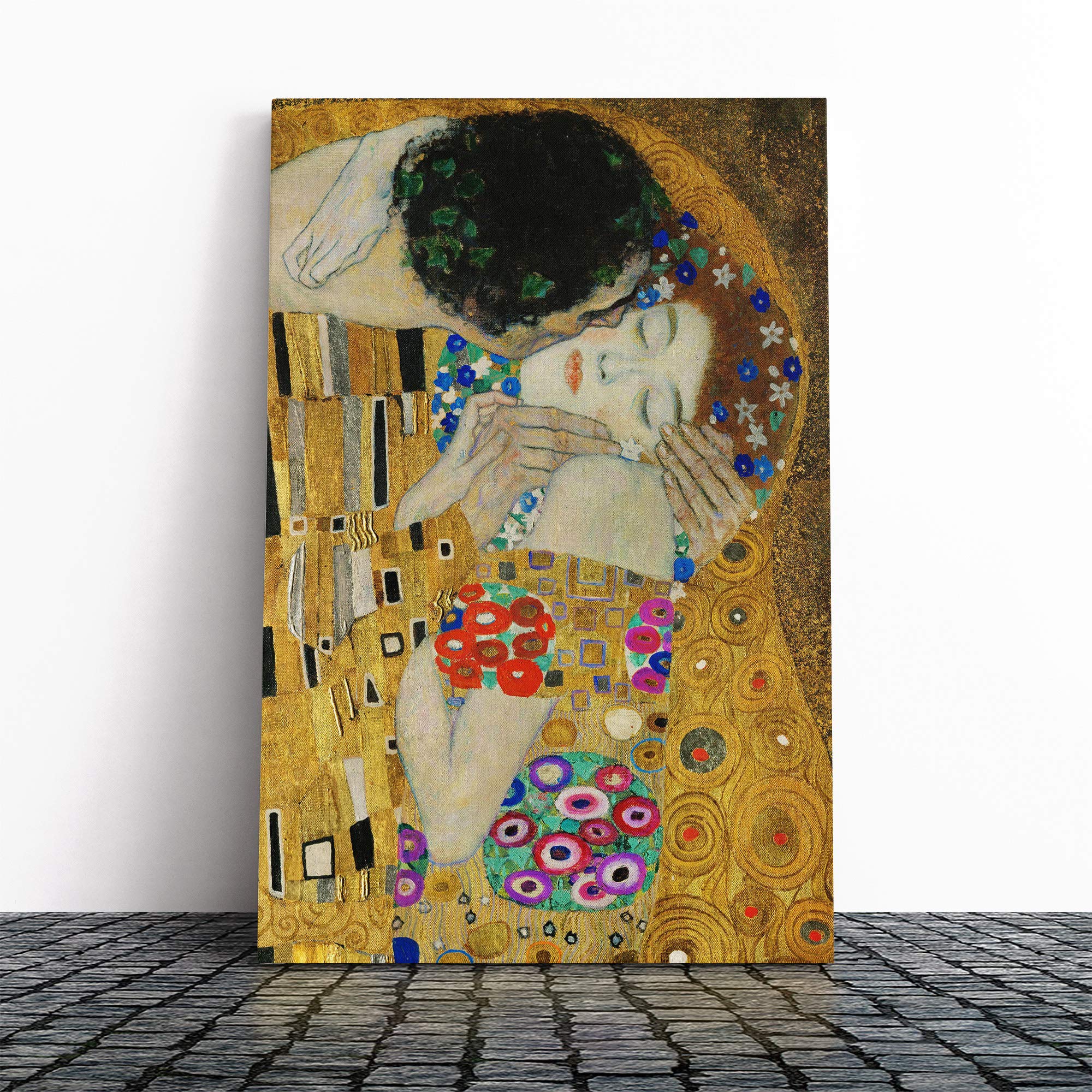 Gustav Klimt The Kiss No.4 Canvas Print | Gallery Wrapped 30mm Frame Wall Art | 30x20 inches | Ready to Hang | Modern Picture | Living Room Bedroom Lounge Office
