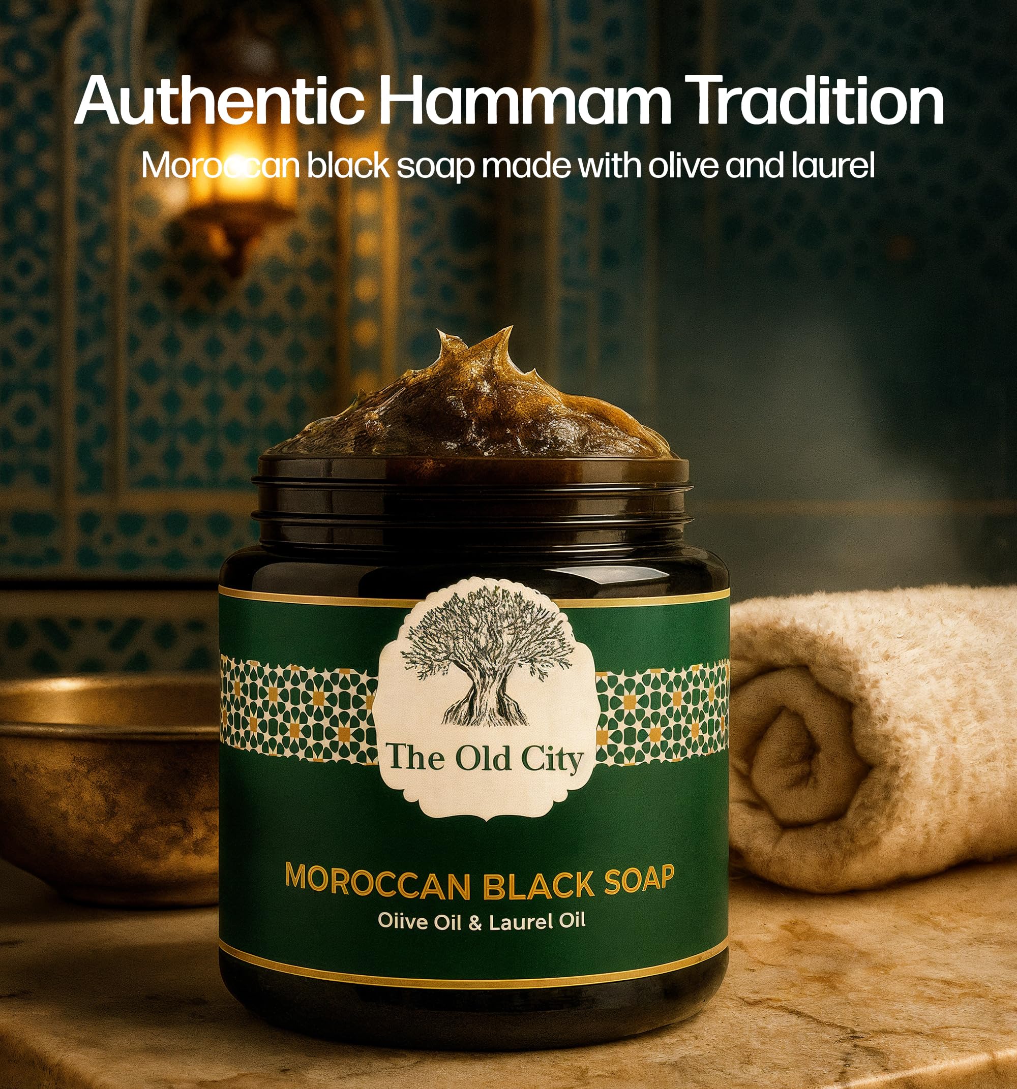 Moroccan Black Beldi Soap, Olive Oil & Laurel, Traditional Hammam Cleanser, Detoxifying & Moisturising, Vegan, Natural - Image 2