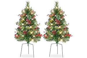 Best Choice Products Set of 2 24.5in Outdoor Pathway Christmas Trees