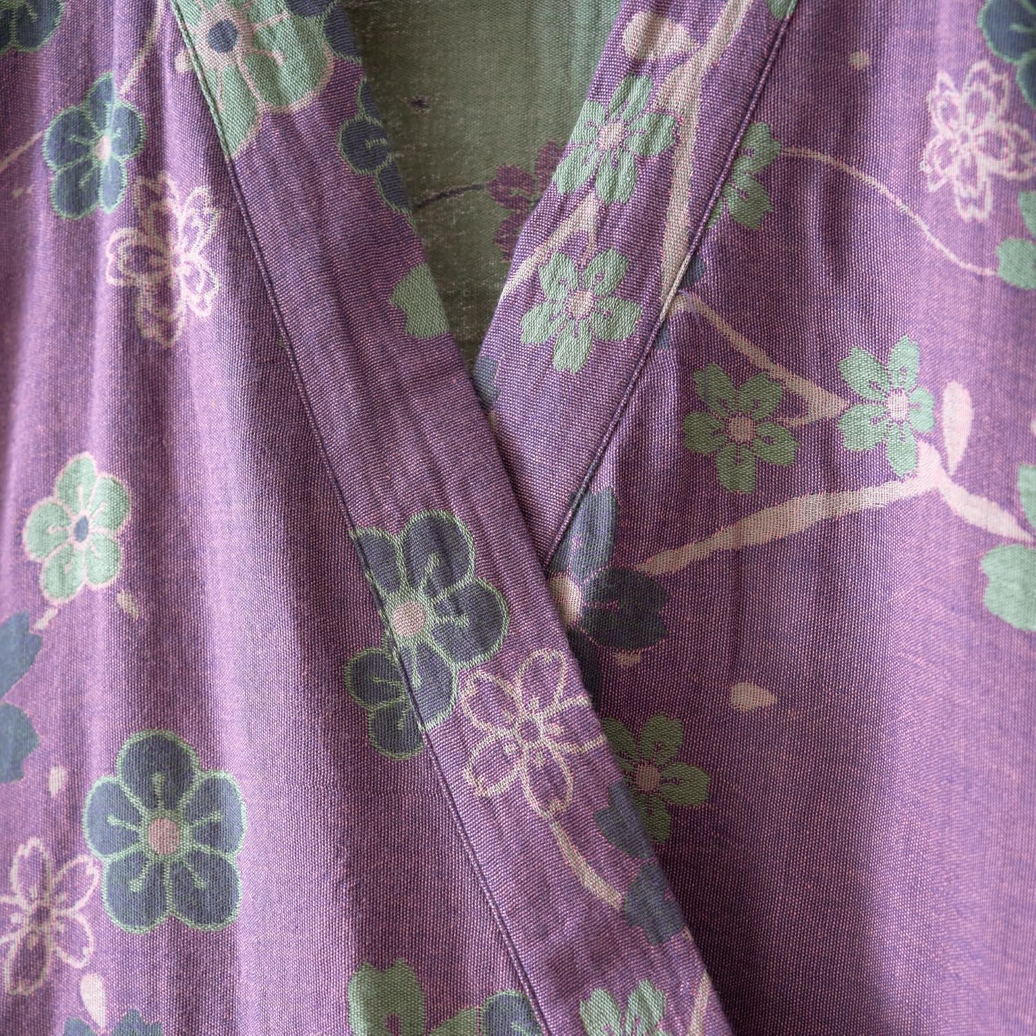 Cotton Gauze Robe for Women, Jacquard Plum Blossom Bathrobe Japanese Kimono Soft Knit Nightdress Longwear Sleepwear - Image 4